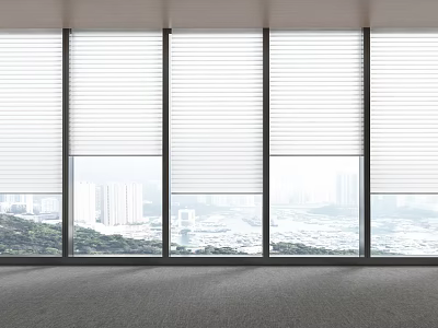 Modern Casement Windows With Large Glass Panels And City View Interior 3d model