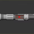 Futuristic Silver Weapon With Red Internal Structure And Mechanical Design 3D Rendering