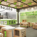 LINLEE Milk Tea Shop Interior With Wooden Tables Green Decor Fresh Drinks And Posters