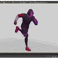 A Man Running In Black Hoodie With Red Shoes And White Sleeves On Gray Background