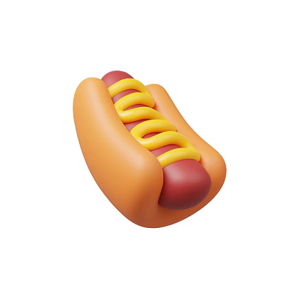 Delicious Hot Dog With Light Brown Bun Red Sausage And Spiral Yellow Sauce 3d model