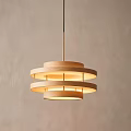 Modern Wooden Pendant Light With Multiple Circular Layers And Warm Glow
