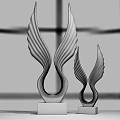 Wing Shaped Decorative Ornament Set Two Tone Silver Bronze With Black Base Modern Artistic Design