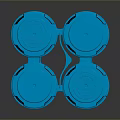 Four White Plastic Storage Containers With Blue Lids For Home Organization