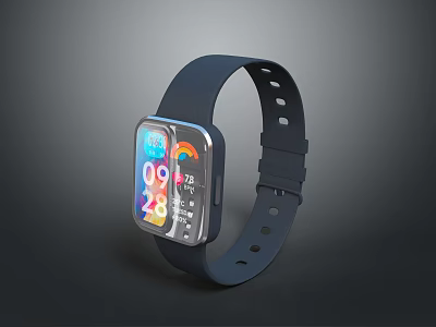 Smart Wristband Blue Strap Digital Display Fitness Tracker with Step Counter and Heart Rate Monitor 3d model