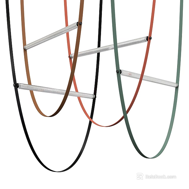 Modern Chandelier With Black Brown Red Green Striped Hanging Metal Structure Design 3d model 