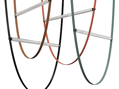 Modern Chandelier With Black Brown Red Green Striped Hanging Metal Structure Design 3d model