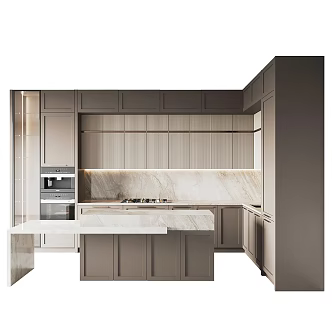 Modern kitchen cabinet island table 3d model