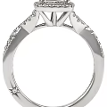 Platinum Diamond Ring With Square Cut And Pearl Accents 3d model