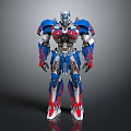 Blue Red Silver Mechanical Robot Character As Sci Fi Creature With Complex Armor Design 3d model