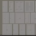 Various White Hinged Doors Featuring Single And Double Panel Designs For Home Interiors 3d model