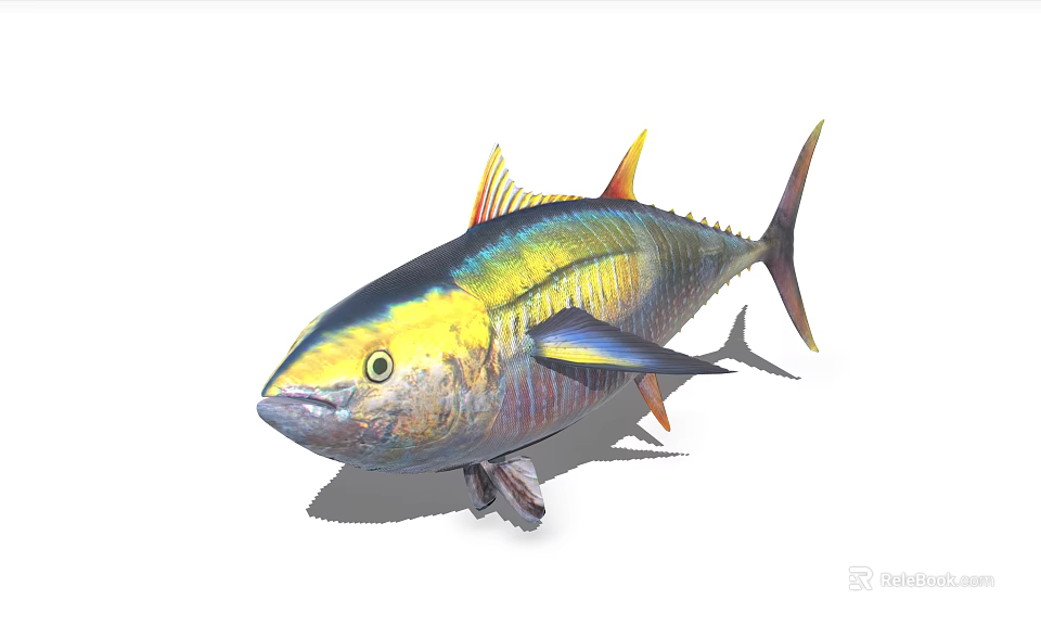 Vibrant Colored Tuna Fish With Blue Yellow Silver Scales And Shiny Appearance In Water 3d model 