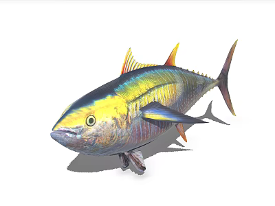Vibrant Colored Tuna Fish With Blue Yellow Silver Scales And Shiny Appearance In Water 3d model