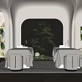 Modern SPA Sauna Interior Design With Stone Wall Green Plants And Soft Lighting 3d model