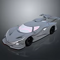 Gray Concept Sports Car Showcasing Sleek Aerodynamic Body Large Rear Wing And Transparent Roof