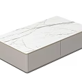 Modern Coffee Table With White Marble Top And Light Gray Drawer Design