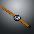 Stylish Brown Leather Strap Watch With Black Dial For Daily Use 3d model