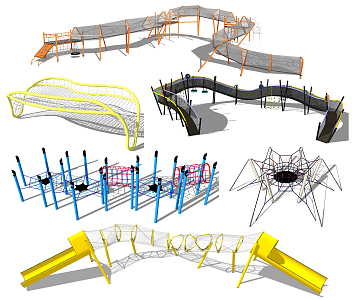 Modern amusement equipment crawling net 3d model