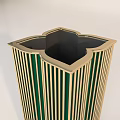 Modern Minimalist Decorative Ornament Set With Green Gold Column Holder And Two Black Accessories