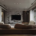 Modern Minimalist Dining Living Room Interior Design With Dining Table Chairs And Pendant Lights