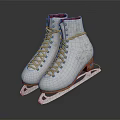 Elegant White Ice Skates With Floral Embroidery Cream Laces Red Lining And Metal Blades