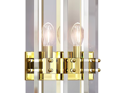 Elegant Modern Wall Lamp With Brass Frame Transparent Glass And Double Illuminating Bulbs 3d model