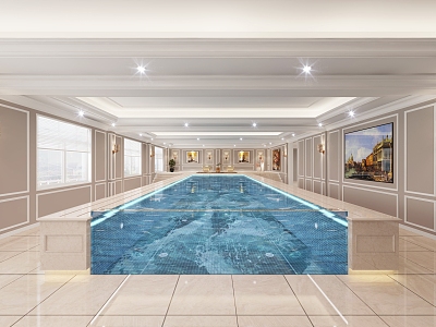 Simple European-style indoor swimming pool 3d model