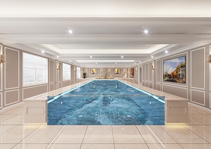 Simple European-style indoor swimming pool 3d model