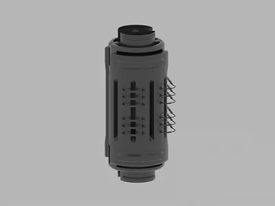 Black Cylindrical Mechanical Component With Holes And Spring Structure Design 3d model