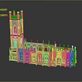Detailed Gothic Church Model With Tall Tower Spires And Arched Windows