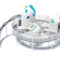 Observation Deck Round Platform Customized Paradise Amusement Park Children's Paradise Amusement Park Amusement Scooty Slide Combination Function Surround Chick Paradise 3d model