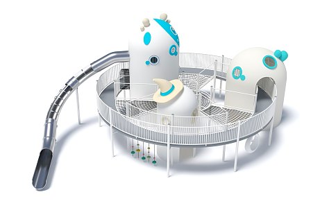 Observation Deck Round Platform Customized Paradise Amusement Park Children's Paradise Amusement Park Amusement Scooty Slide Combination Function Surround Chick Paradise 3d model