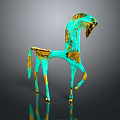 Horse Shaped Turquoise And Gold Decorative Ornament Set With Intricate Patterns For Home Decor