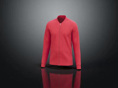 Sleek Red Long Sleeve Jacket Featuring Zipper Design And Modern Look 3d model