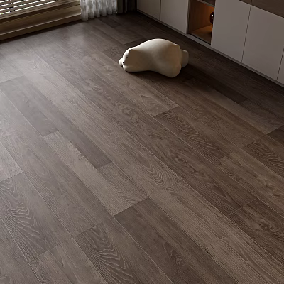Dark Wooden Flooring With Natural Grain In Modern Interior Space 3d model
