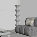 Elegant Modern Interior With Geometric Floor Lamp And Beige Sofa Couch 3d model