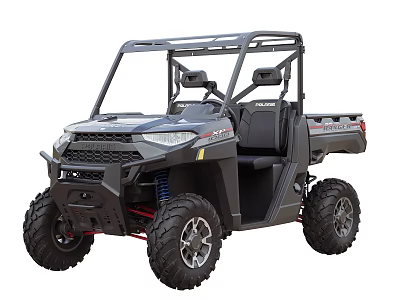 Sturdy Black Utility Vehicle With Open Cockpit Cargo Bed And Large Off Road Tires 3d model