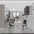 Modern Dining Room Interior Design With Marble Table Upholstered Chairs And Green Plants