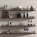 Stylish Wine Rack With Multiple Shelves Holding Wine Bottles Glasses And Decorative Items
