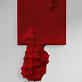 Red 3D Textured Fabric Wall Decor With Sculptural Design Elements