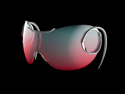 Stylish Modern Sunglasses With Gradient Red Lens And Silver Frame Design 3d model