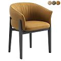 Elegant Modern Tan Leather Dining Chair With Armrest And Black Wooden Legs Design