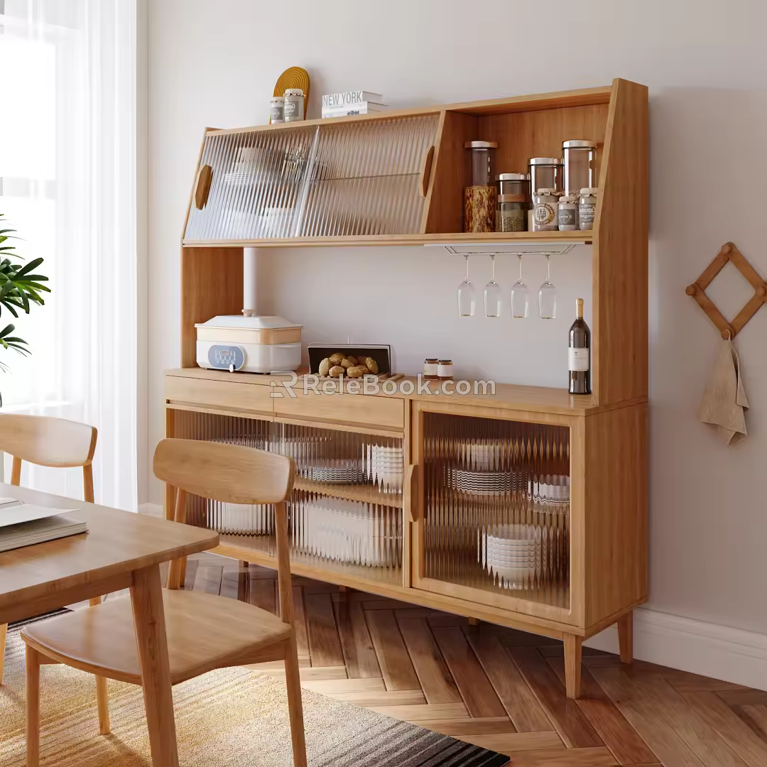 Nordic Sideboard Solid Wood Sideboard Simple Storage Cabinet 3d model