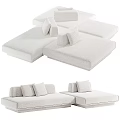 Modern Casual Sofa Set Green White Gray Modular Design With Plush Cushions