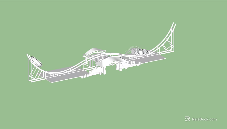 Large Outdoor Playground Equipment With Curved Slides And Metal Frame Structure 3d model 