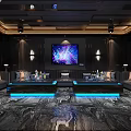 Modern KTV Interior Design With Large LED Screen Colorful Lights And Comfortable Seats 3d model