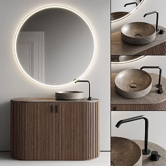 modern bathroom cabinet wash basin bathroom mirror 3d model