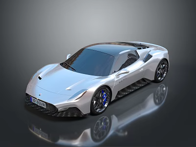 Silver Sports Car With Sleek Modern Aerodynamic Design And Shiny Exterior 3d model