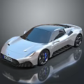 Silver Sports Car With Sleek Modern Aerodynamic Design And Shiny Exterior