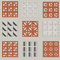 Silent partition hollow brick screen partition wall porch 3d model